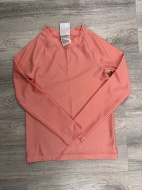 H&M Long-Sleeve Crew Neck Top in Coral Pink